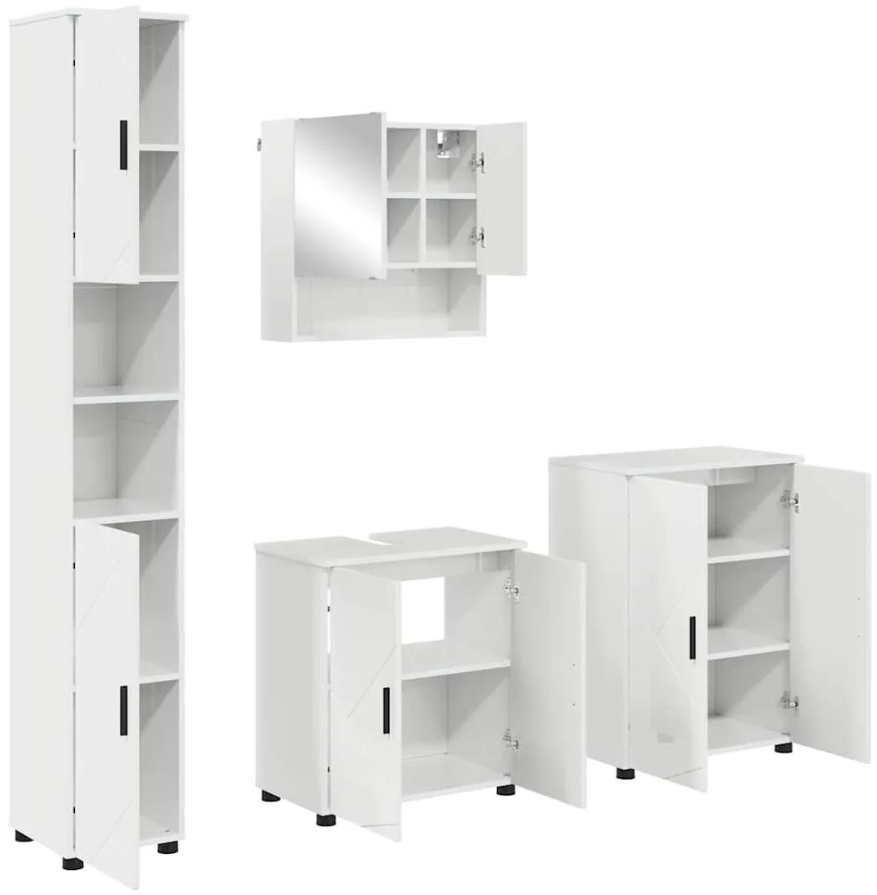 vidaXL Σετ Επίπλων Μπάνιου 4 pcs Γυαλιστερό λευκό 61 x 35 x 64 εκ.