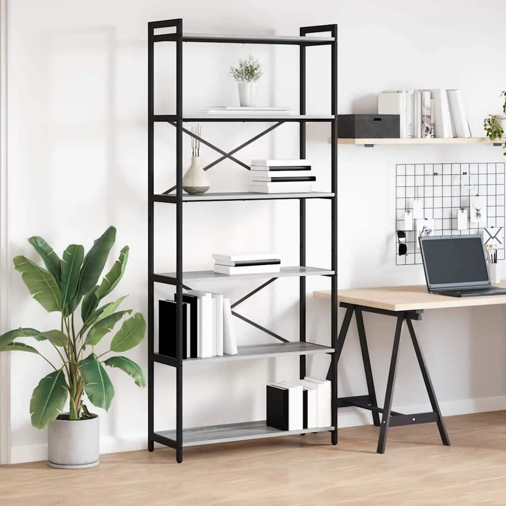 vidaXL Ράφι Βιβλίων Γκρι sonoma 40 x 30 x 85 εκ Επεξεργασμένο ξύλο