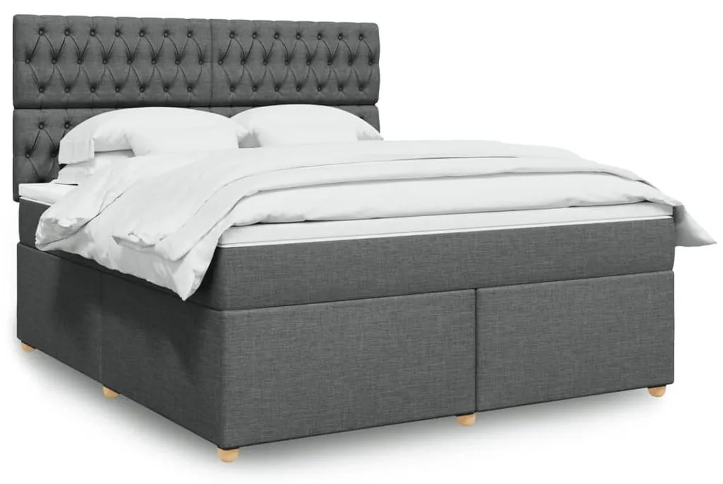 ΚΡΕΒΑΤΙ BOXSPRING ΜΕ ΣΤΡΩΜΑ ΣΚΟΥΡΟ ΓΚΡΙ 180X200 ΕΚ ΥΦΑΣΜΑΤΙΝ 3291367