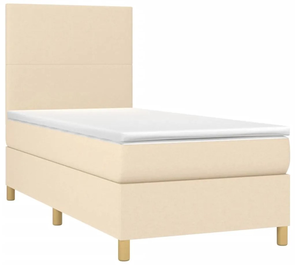 Κρεβάτι Boxspring με Στρώμα Κρεμ 90x190 εκ.Υφασμάτινο - Κρεμ