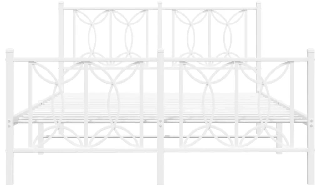 Πλαίσιο Κρεβατιού με Κεφαλάρι&amp;Ποδαρικό Λευκό 140x190εκ. Μέταλλο - Λευκό