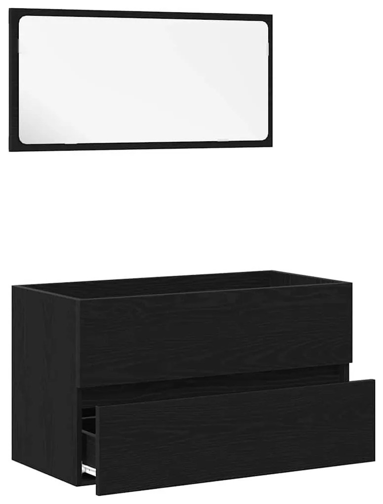 vidaXL Σετ Επίπλων Μπάνιου 2 pcs Μαύρη Οξυά 80 x 38.5 x 45 cm