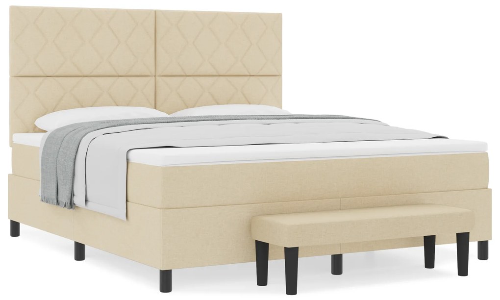 vidaXL Κρεβάτι με ελατήρια με στρώμα Κρεμ 180 x 200 cm ύφασμα