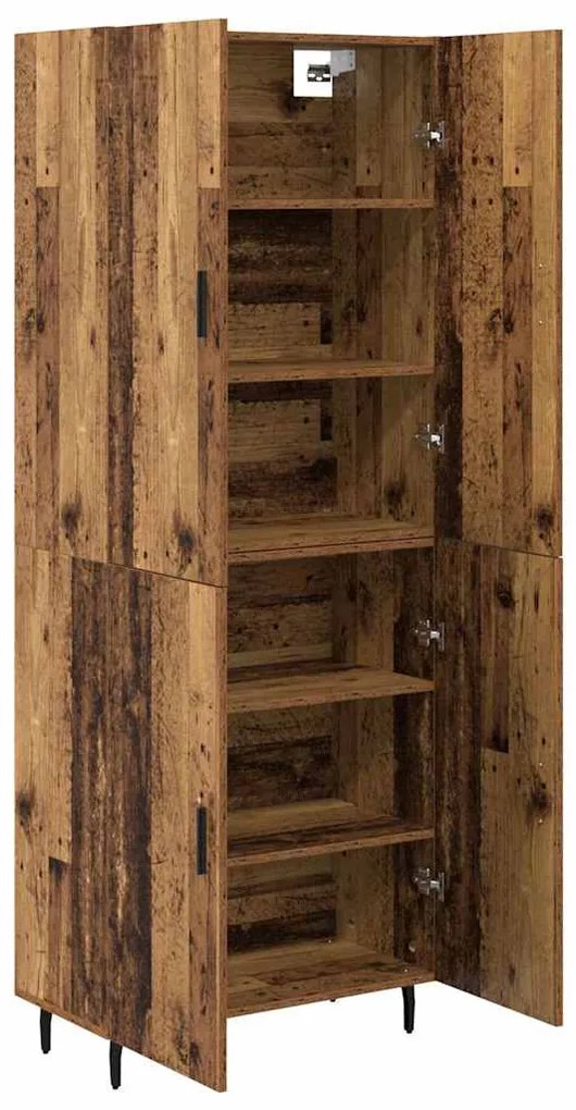 vidaXL Highboard 2 pcs Παλιό Ξύλο Σύνθετο Ξύλο και Γυαλί