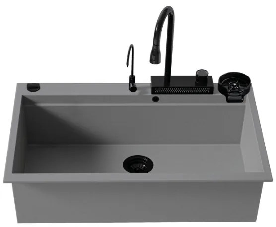Sanitec Ultra Granite 850 Quartz Multi Ένθετος Γρανιτένιος Νεροχύτης 79Χ50cm Pietra (Black accessories)