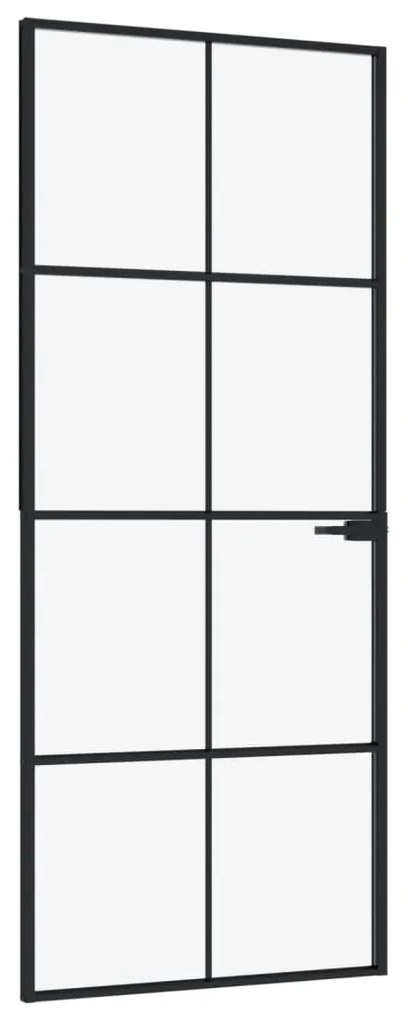 vidaXL Εσωτερική Πόρτα 83x201,5 εκ. Ψημένο Γυαλί και Λεπτό Αλουμίνιο