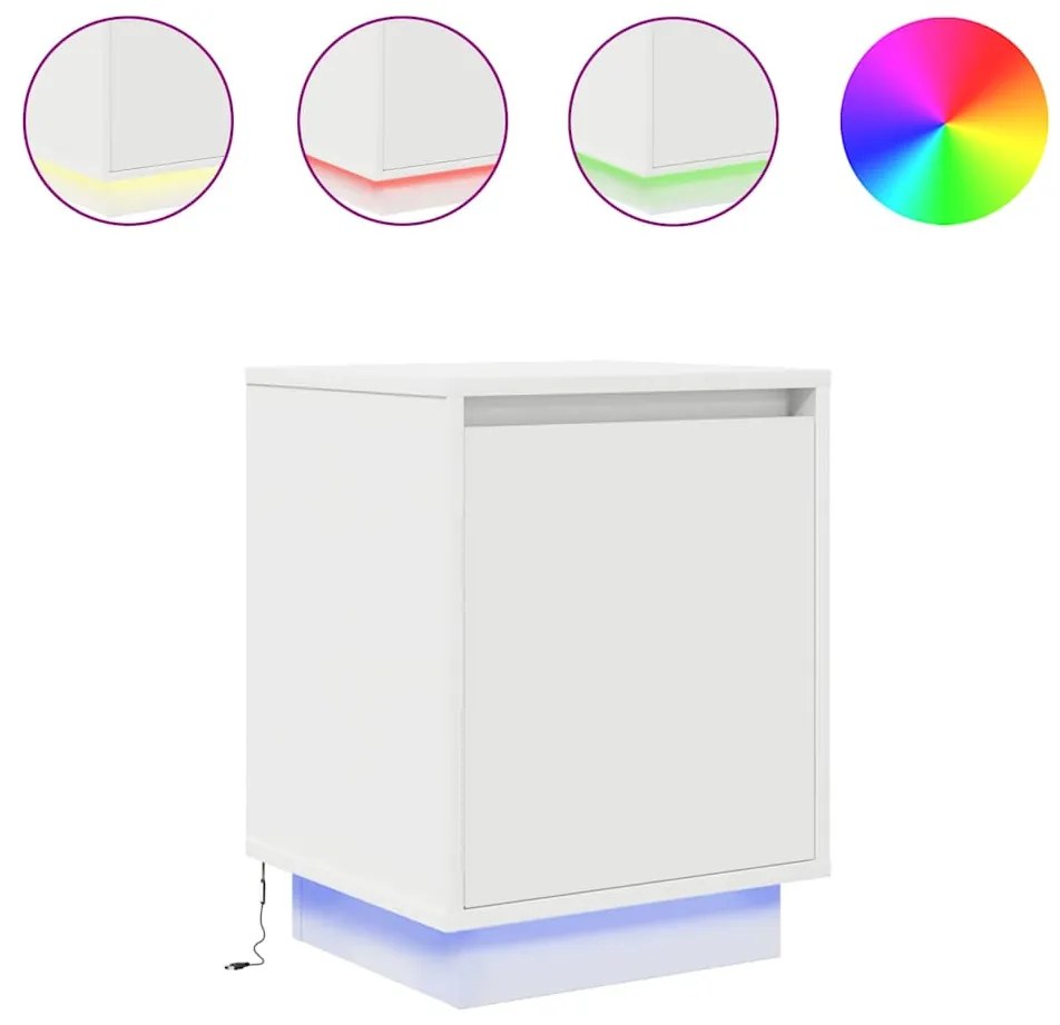 vidaXL Κομοδίνα με φώτα LED 2 τεμάχια Λευκό 38x34x50 cm