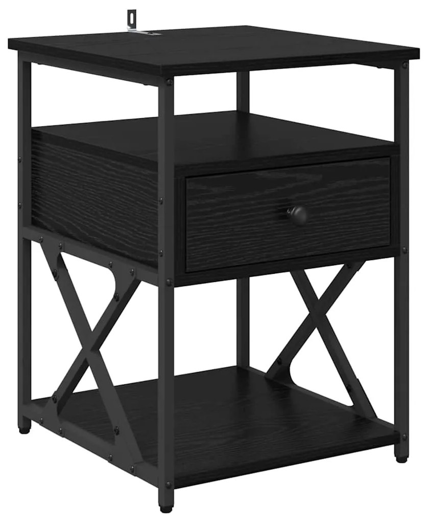 vidaXL Κομοδίνο Μαύρη Οξυά 40 x 42 x 55 εκ Επεξεργασμένο ξύλο