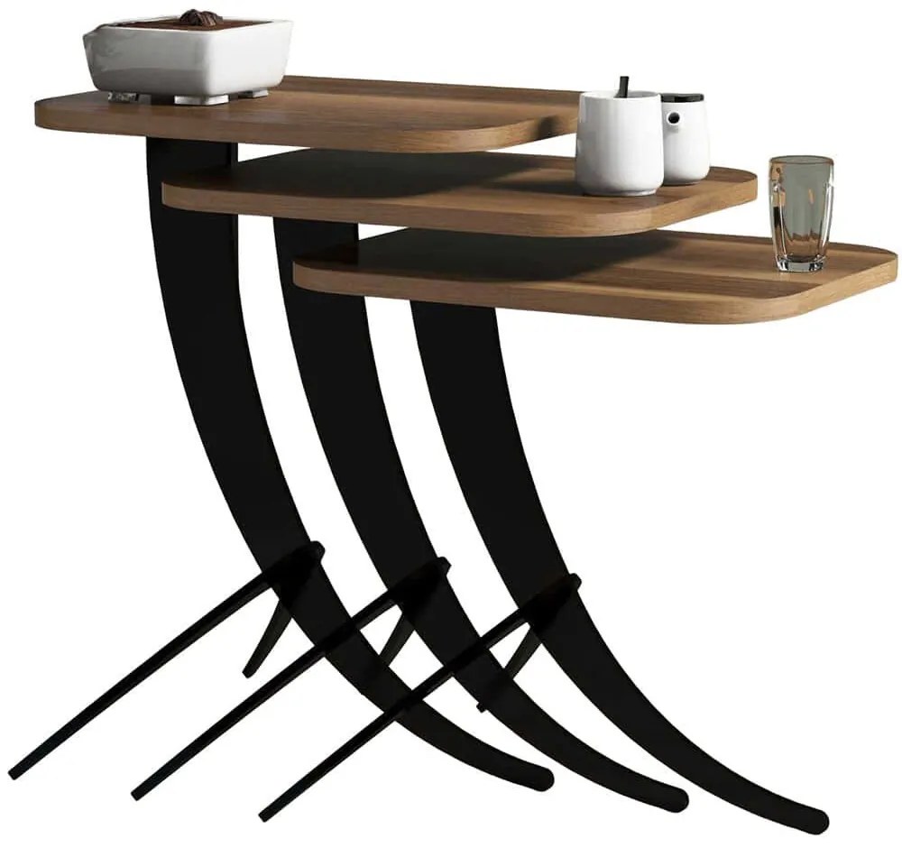 Ζιγκόν Pion (Σετ 3Τμχ) 845HCT2843 35x45x60/54,5/48,5cm Walnut-Black