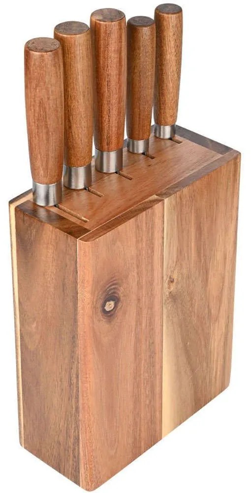 Μαχαίρια Allure Σε Βάση (Σετ 6Τμχ) 01-24826 Inox-Natural Estia Steel,Wood