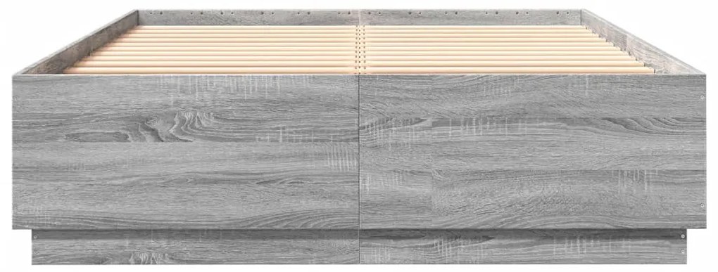 vidaXL Πλαίσιο Κρεβατιού με LED Γκρι Sonoma 150x200εκ. Επεξ. Ξύλο