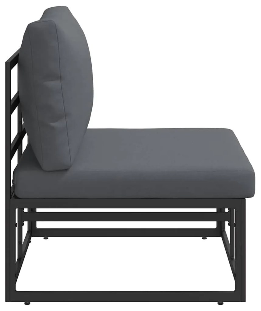 vidaXL Εξωτερικά Έπιπλα με μαξιλάρι Μαύρο 70 x 71.5 x 32 εκ Μέταλλο