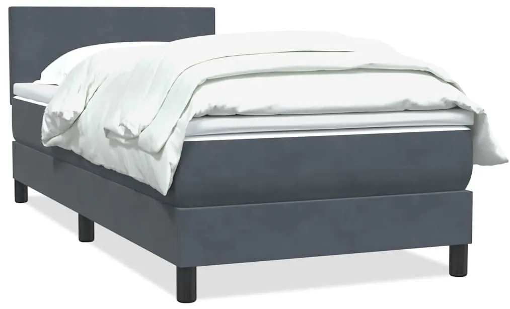 vidaXL Κρεβάτι Boxspring με Στρώμα Σκούρο Γκρι 100x210 εκ. Βελούδινο