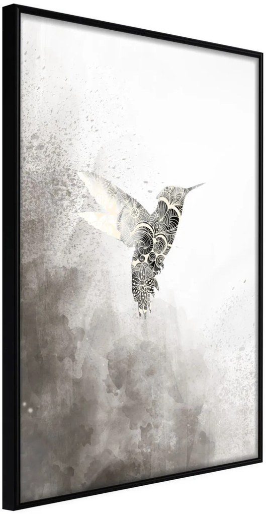 Αφίσα - Hummingbird in Shades of Grey - 30x45 - Μαύρο - Χωρίς πασπαρτού