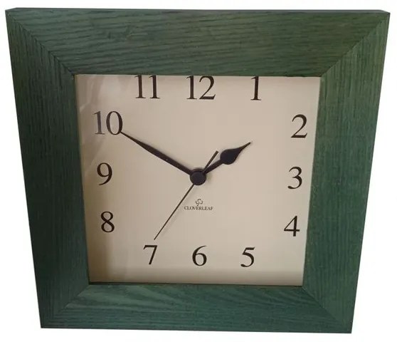 Etoile Ρολόι Τοίχου Ξύλινο Cloverleaf 24x24x4cm Πράσινο Με Νερά SQQ-000A