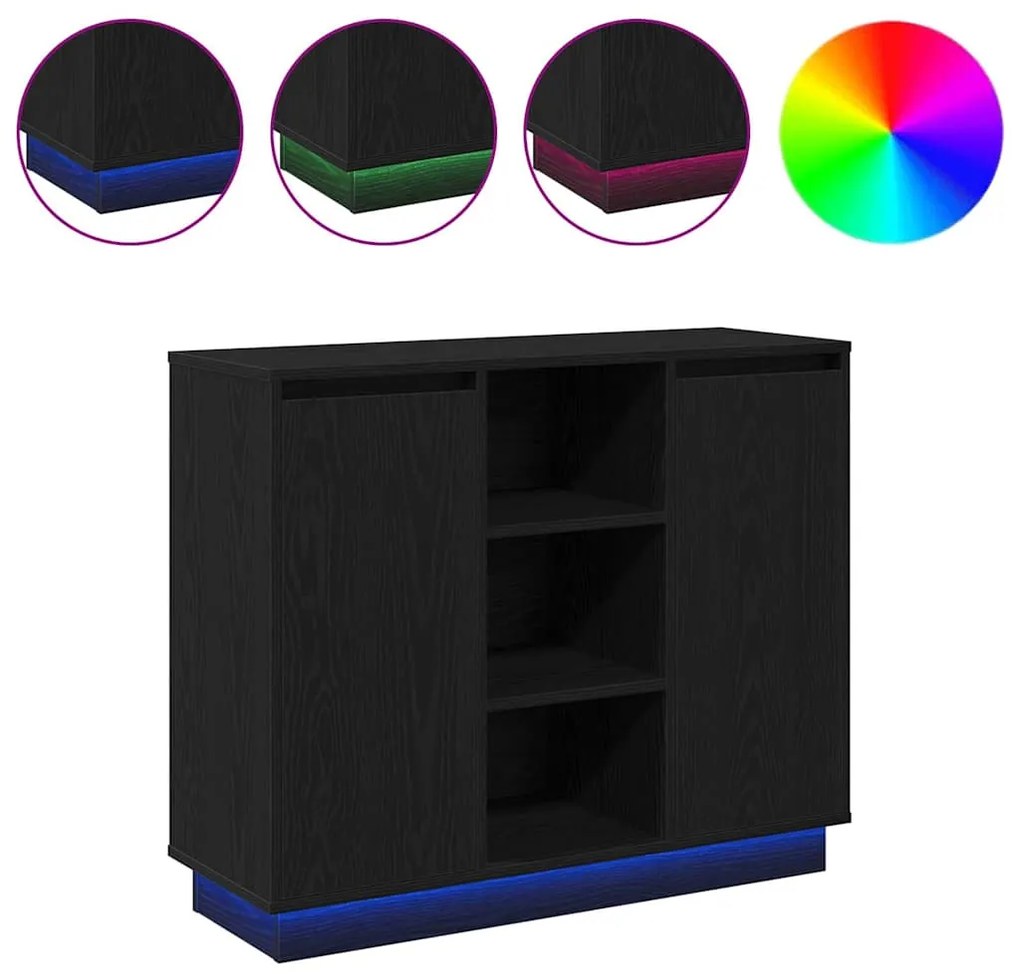 vidaXL Κομοδίνο με ράφι Μαύρη Οξυά 90 x 32 x 75 εκ Επεξεργασμένο ξύλο