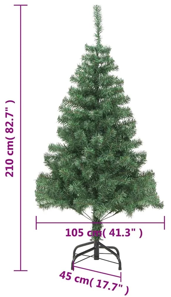 vidaXL Χριστουγεννιάτικο Δέντρο Τεχνητό Ατσάλινη Βάση 910 Κλαδιά 210εκ