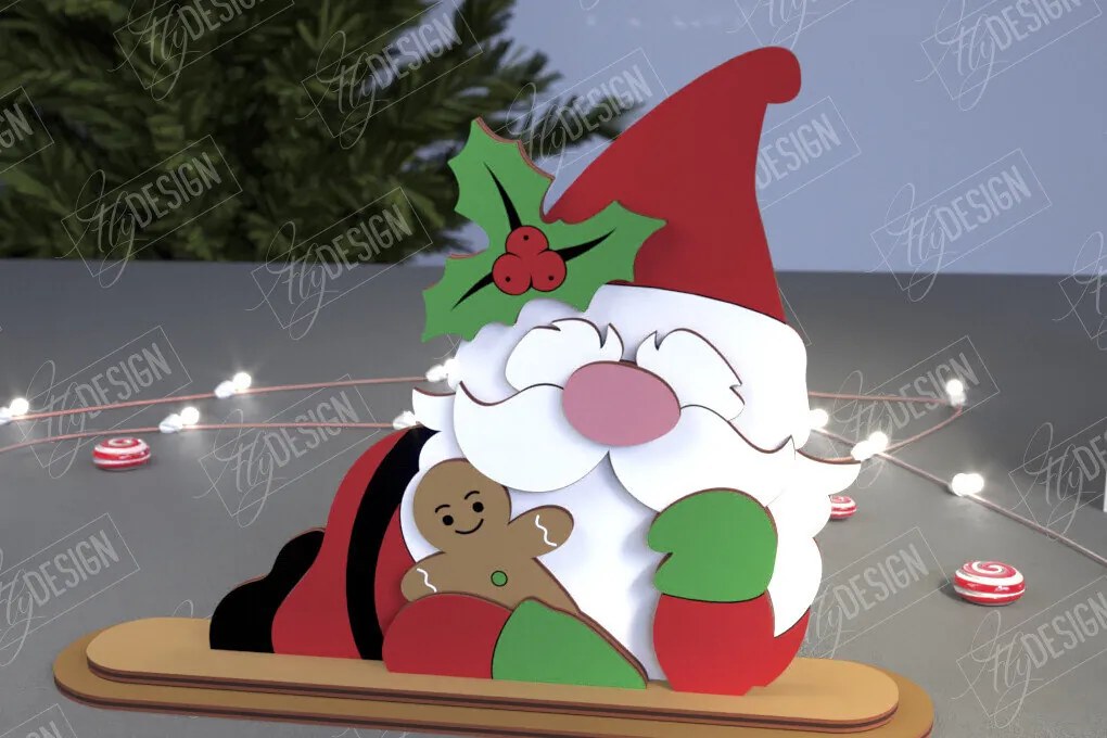 Σετ των 2 Intra απο ξύλο plywood 3mm-4mm πάχος Χριστουγεννιάτικα στοιχειά | Επιτραπέζιο αγαλματίδιο | CNC Δίασταση 15x15 cm INTRAFABR-107439630