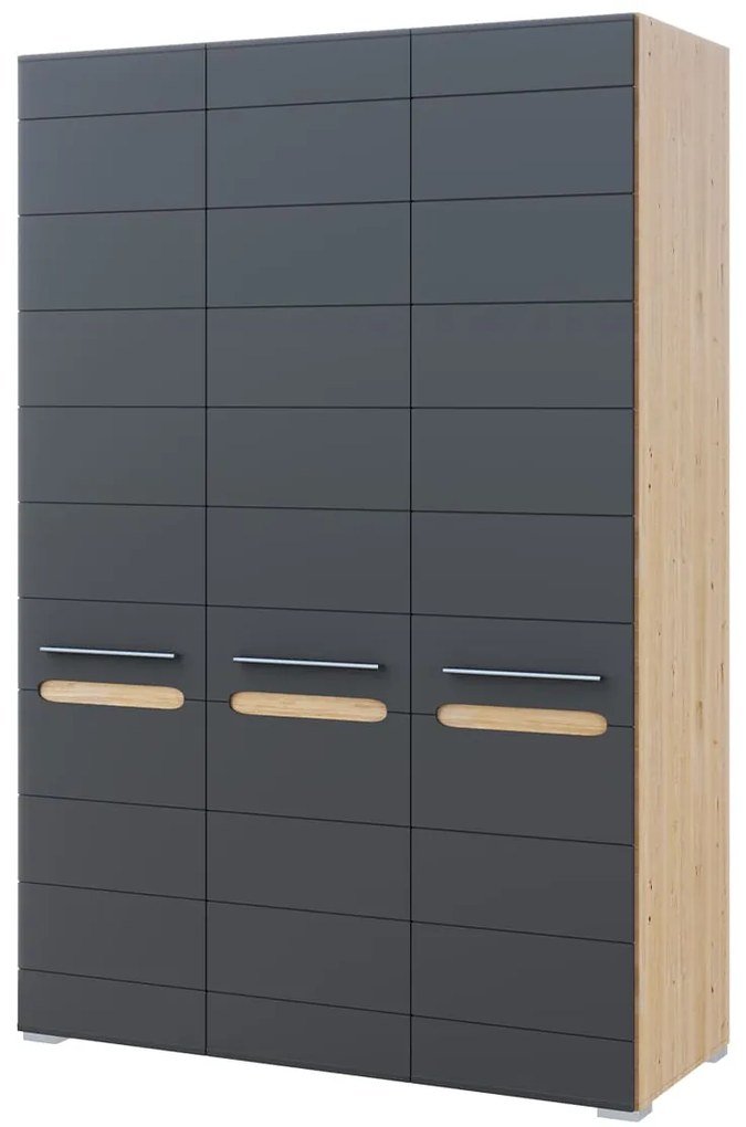 Τρίφυλλη Ντουλάπα Ρούχων AMARYN Artizan Oak/Grafite 150x57x210