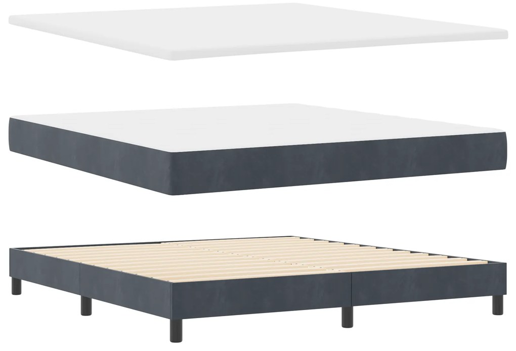 vidaXL Κρεβάτι Box Spring με Στρώμα Σκούρο Γκρι 180x200 εκ. Βελούδο