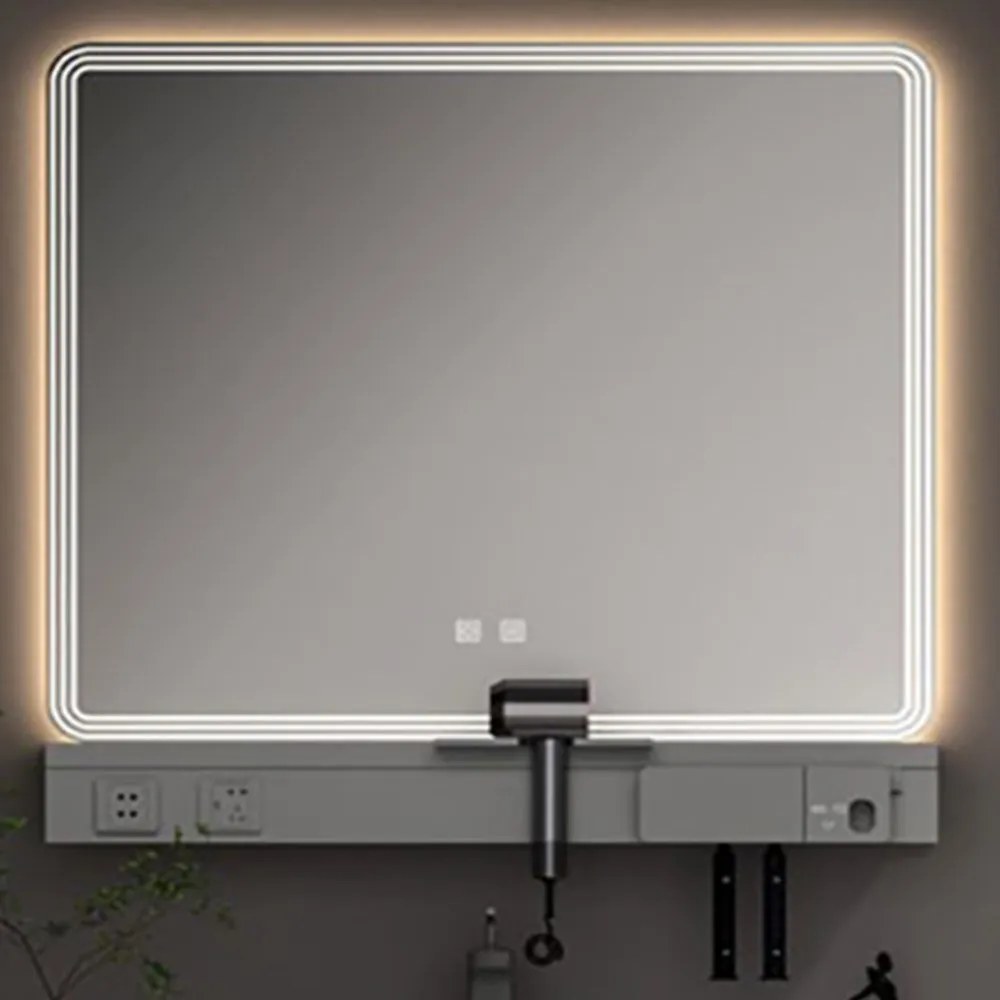 Καθρέφτης Greys Led 3MGRE080LGR 80cm Light Grey Ξύλο,Γυαλί