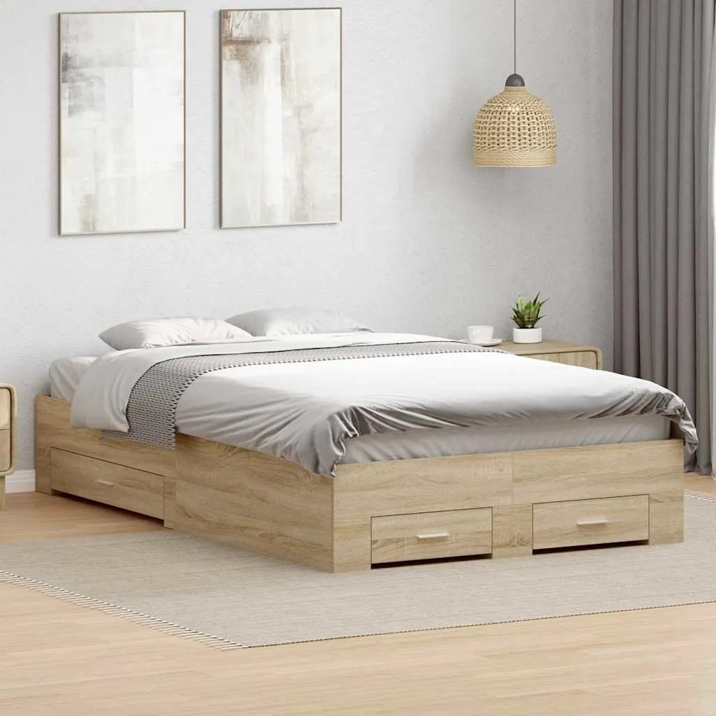 vidaXL Σκελετός Κρεβατιού Καφέ 120 x 200 cm Επεξεργασμένο ξύλο
