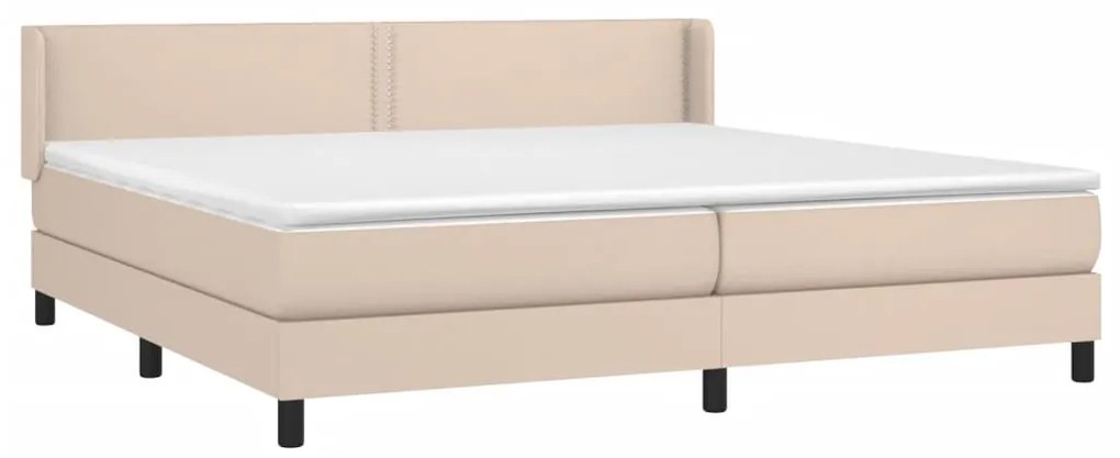 vidaXL Κρεβάτι Boxspring με Στρώμα Καπουτσίνο 200x200εκ.από Συνθ.Δέρμα