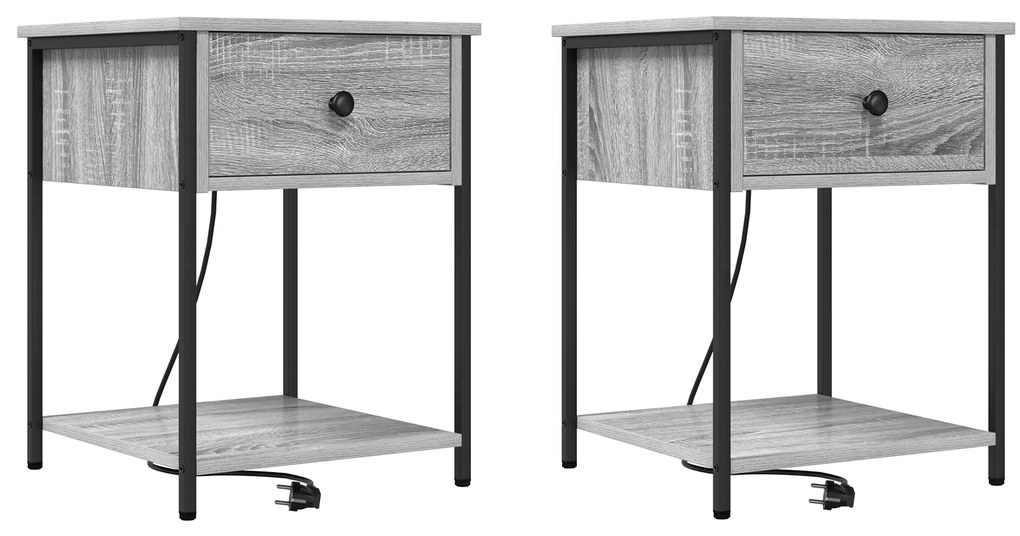 vidaXL Κομοδίνο 2 pcs Γκρι sonoma 42 x 41 x 56 εκ. Επεξεργασμένο ξύλο