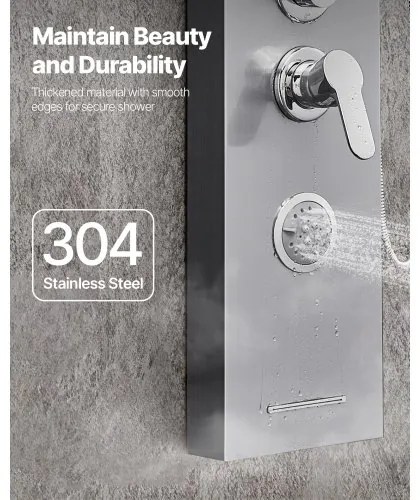 VEVOR Shower Panel Tower System Stainless Steel Column Rainfall Head Massage Jet