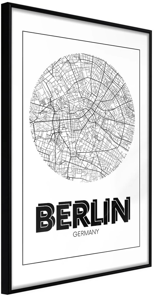 Αφίσα - City Map: Berlin (Round) - 30x45 - Μαύρο - Χωρίς πασπαρτού