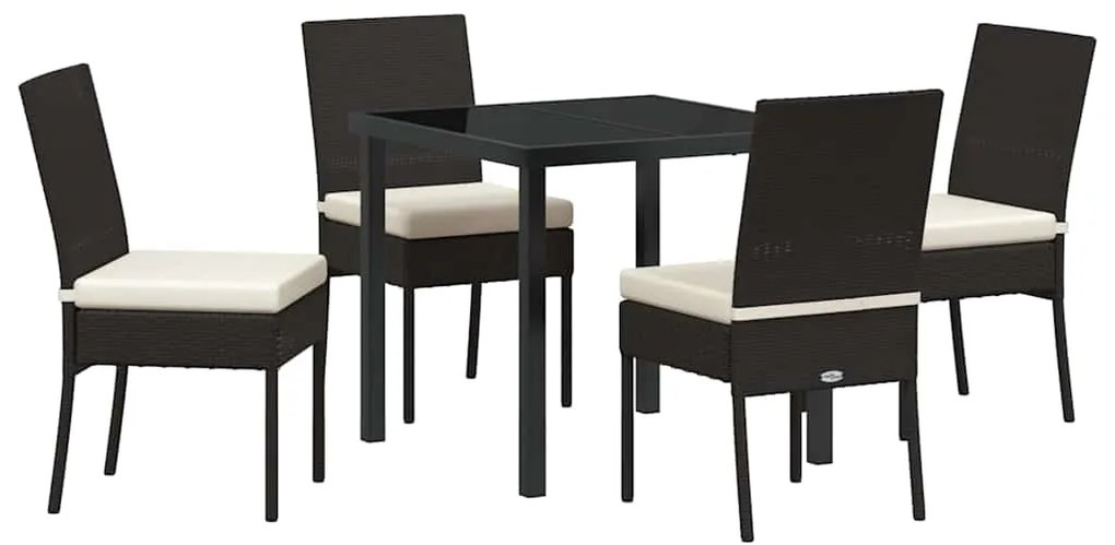 vidaXL Σέτ φαγητού για κήπο 5 pcs Μαύρο Πολυ ράταν