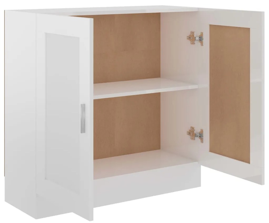 vidaXL Βιβλιοθήκη Γυαλιστερό Λευκό 82,5 x 30,5 x 80 εκ. Επεξ. Ξύλο