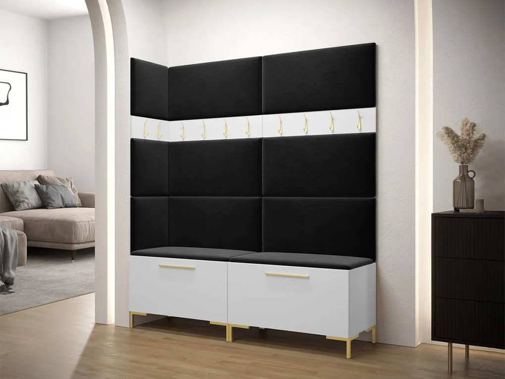 Σετ διαδρόμου Hartford F104, 196x168x46cm, 34 kg, Άσπρο, Ταπισερί, Πλαστικοποιημένη μοριοσανίδα, Εντοιχισμένη, Τοίχου | Epipla1.gr