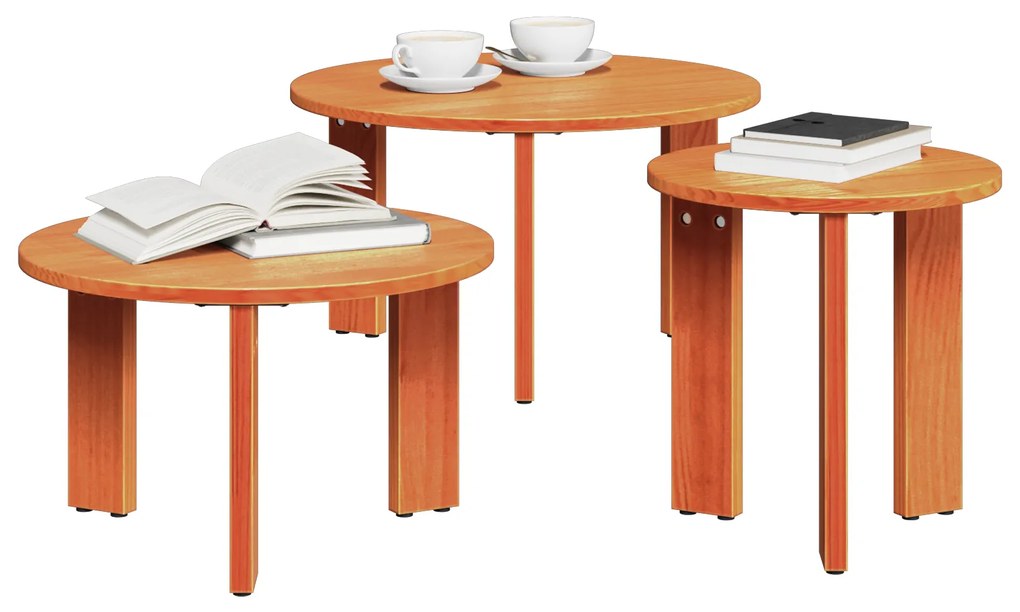 vidaXL Σετ Τραπεζιού Για Καφέ 3 pcs Καφέ κεριού 47.5 x 47.5 x 27 εκ.