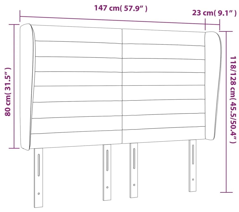 Κεφαλάρι με Πτερύγια Σκούρο Γκρι 147x23x118/128 εκ. Βελούδινο 3118145