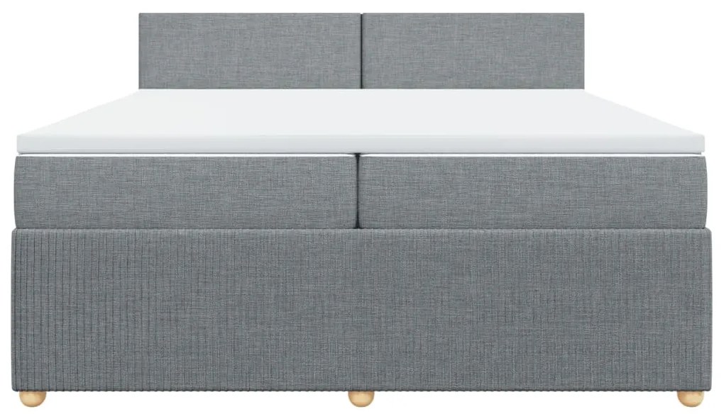 vidaXL Κρεβάτι Boxspring με Στρώμα Ανοιχτό Γκρι 200x200 εκ. Υφασμάτινο