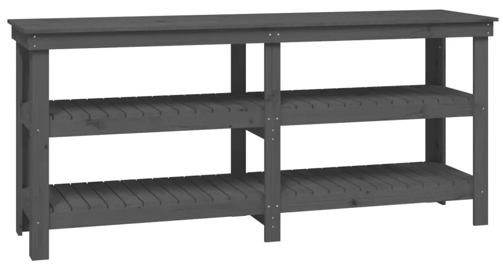 vidaXL Πάγκος Εργασίας Γκρι 181 x 50 x 80 εκ. από Μασίφ Ξύλο Πεύκου