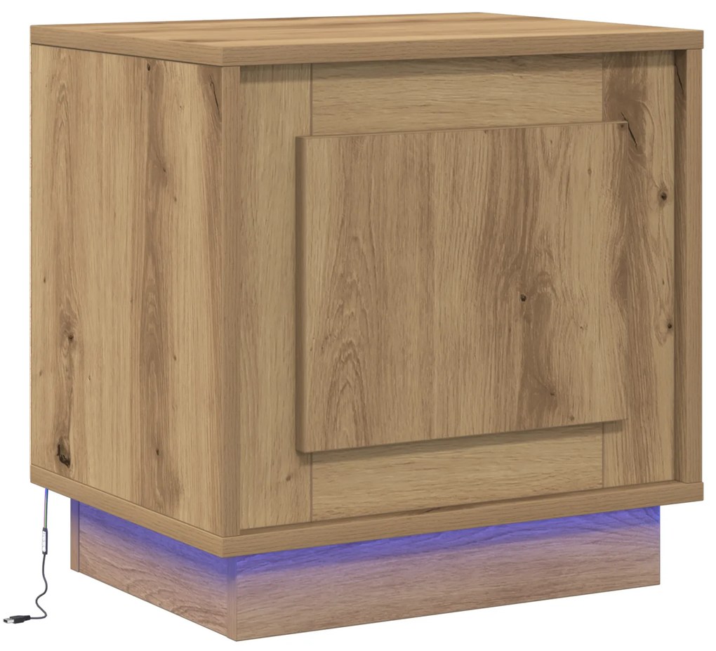 vidaXL Κομοδίνο με LED Φώτα Artisan Oak 44x34,5x45 εκ.