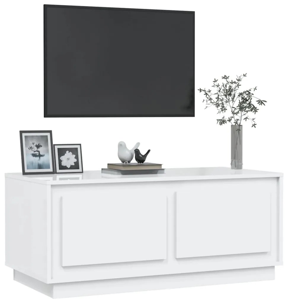 vidaXL Τραπεζάκι Σαλονιού Γυαλ. Λευκό 102x50x44 εκ. Επεξεργ. Ξύλο