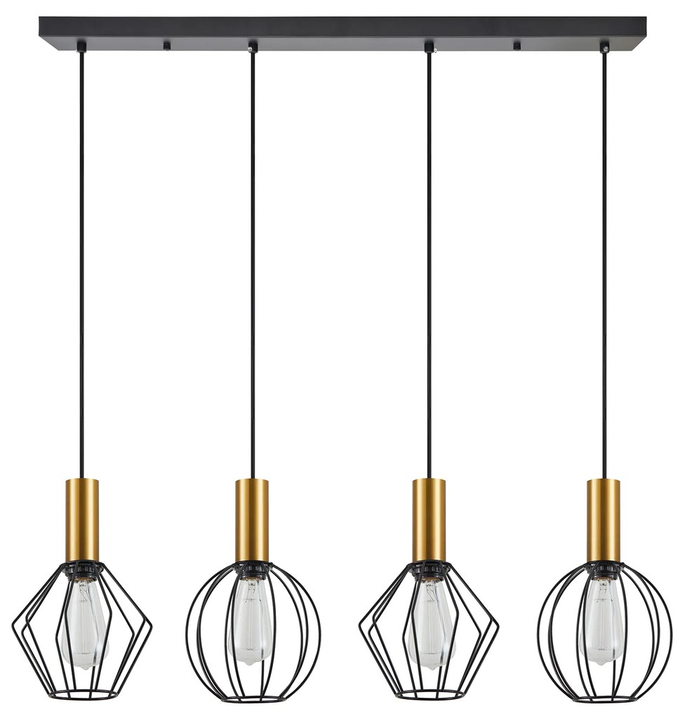 SE21-GM-4-4BL-GR12 ADEPT FLEX Gold Matt Pendant Black Metal Grid+ HOMELIGHTING 77-8937