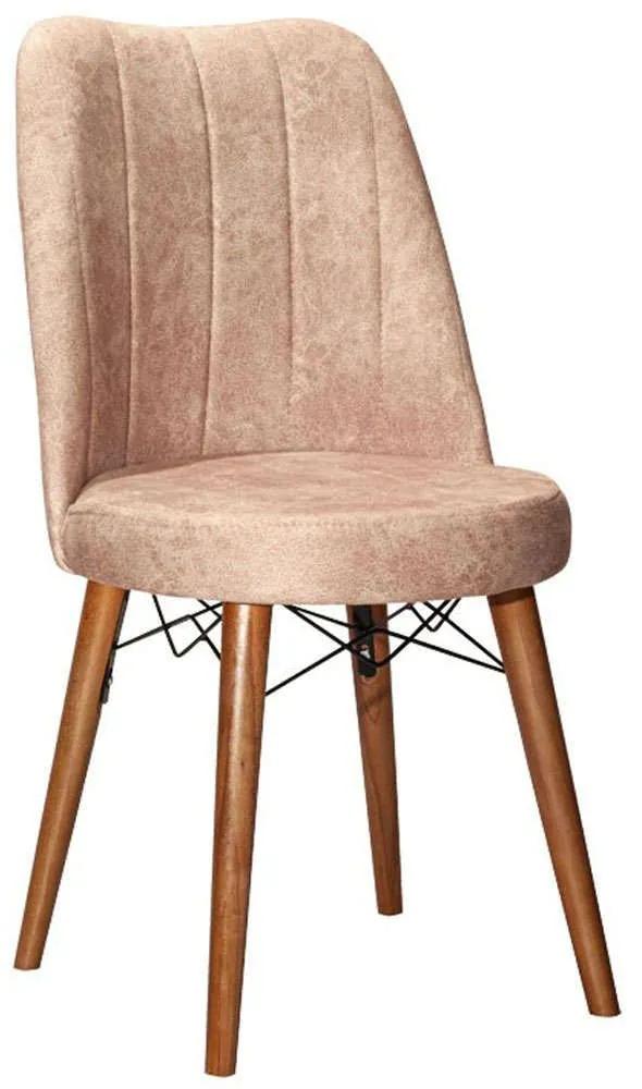 Καρέκλα Nevis I 266-000004 47x50x91cm Antique Ecru-Walnut Μέταλλο,Ύφασμα,Ξύλο