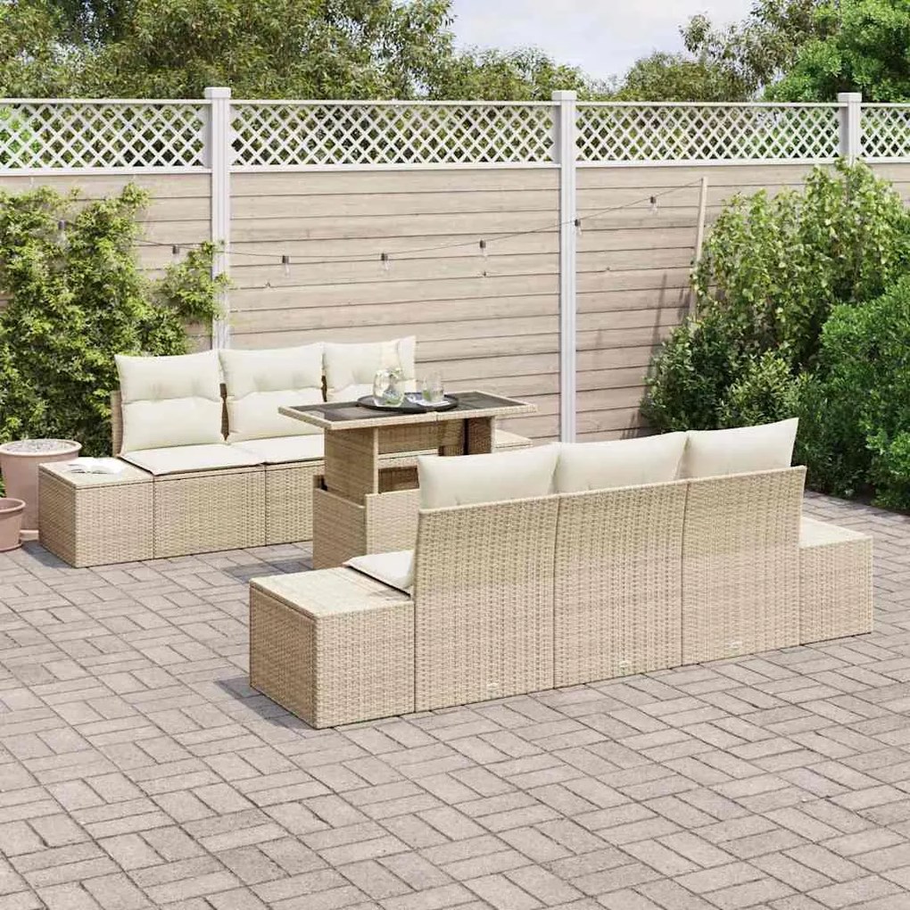 vidaXL Σετ Καναπέ Κήπου 7 pcs μπεζ και κρεμ 100 x 55 x 73 εκ.