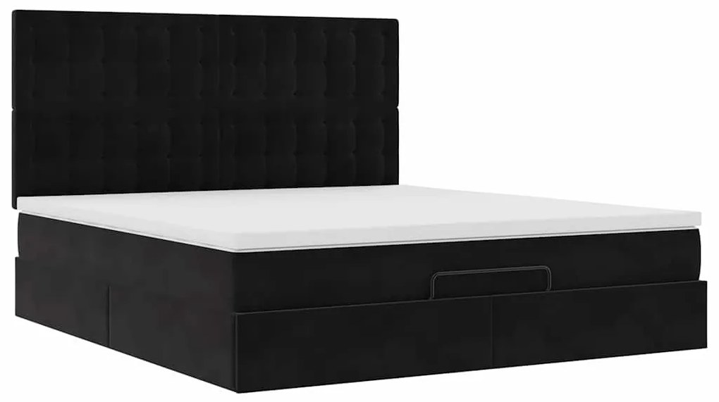 vidaXL Οθωμανικό κρεβάτι με στρώματα Μαύρο 160x200cm Velvet