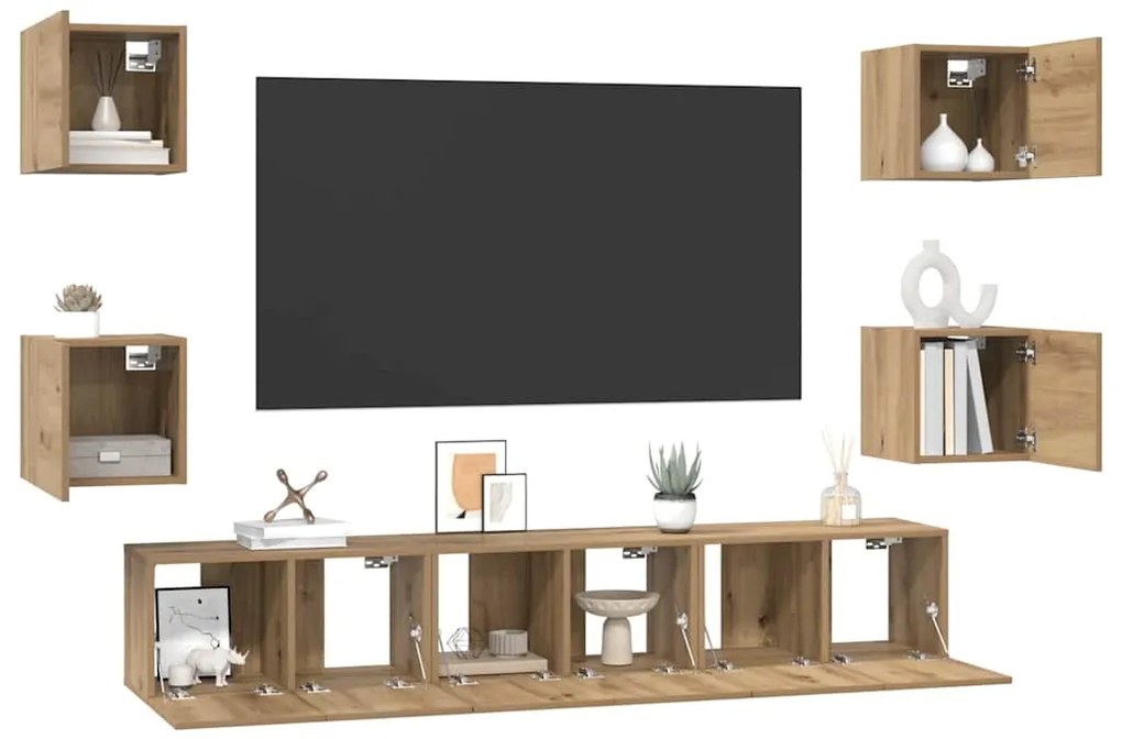 vidaXL Σετ επίπλου τηλεόρασης 7 pcs artisan δρυς 60 x 30 x 30 cm