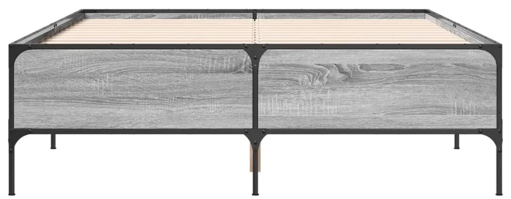vidaXL Πλαίσιο Κρεβατιού Γκρι Sonoma 120 x 190εκ. Επεξ. Ξύλο & Μέταλλο