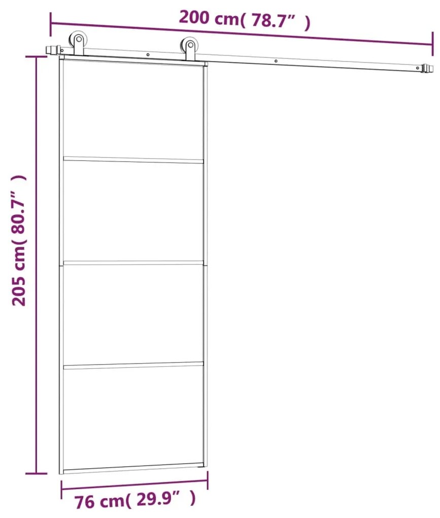 ΣΥΡΟΜΕΝΗ ΠΟΡΤΑ ΜΕ ΜΗΧΑΝΙΣΜΟ 76X205 ΕΚ. ΓΥΑΛΙ ESG &amp; ΑΛΟΥΜΙΝΙΟ 3152146
