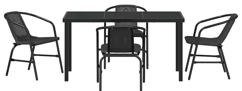 vidaXL Σέτ φαγητού για κήπο 5 pcs Μαύρο Χάλυβας με επίστρωση πούδρας