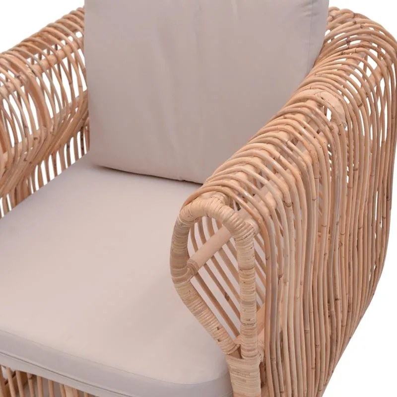 Καρέκλα - Πολυθρόνα Fajole rattan pe σε φυσική απόχρωση με μπεζ μαξιλάρι 86x86x66 εκ. 86x86x66 εκ.
