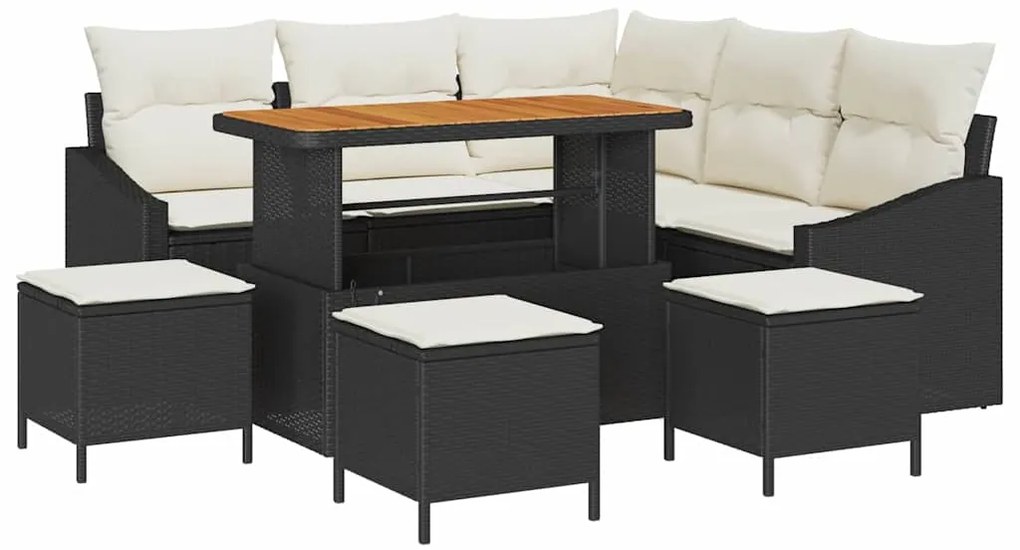 vidaXL Σετ Καναπέ Κήπου 9 pcs Μαύρο, Κρέμα 110 x 55 x 71 εκ