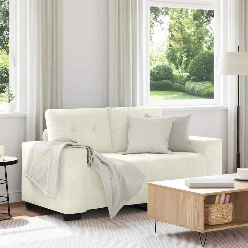 vidaXL Καναπές Loveseat Κρεμ 120 εκ Βελούδο